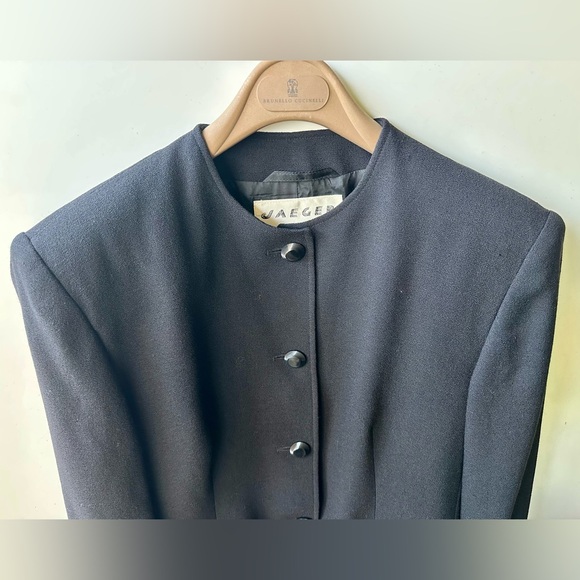 Jaeger Cropped Wool Crepe Black Women's Jacket, UK 14, US 10 - Picture 3 of 12